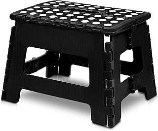 Utopia Home Folding Step Stool - 9” - Super Strong Foldable Step Stool - Lightweight For Kids & Adults with 300 lbs Holding Capacity - Great for Kitchen, Bathroom and Bedroom (Black, 1)
