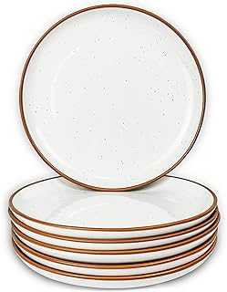 Mora Ceramic Plates Set, 7.8 in - Set of 6 - The Dessert, Salad, Appetizer, Small Dinner etc Plate. Microwave, Oven, and Dishwasher Safe, Scratch Resistant. Kitchen Porcelain Dish - Vanilla White