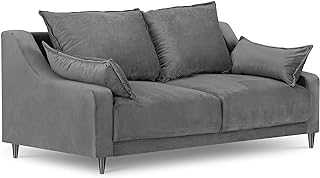 Mazzini Sofa Bed, Velvet, Lilac, 2 Seater, Light Grey, 150 x 94 x 90 cm