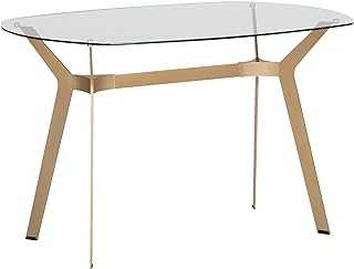 Studio Designs Home Desk/Dining Table, Metal, Gold/Clear Glass, 48 Inches