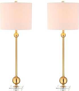 Jonathan Y JYL2010A-SET2 Table Lamps Hollis 34 inch Metal LED Table Lamp Modern Contemporary Glam Bedside Desk Nightstand Lamp for Bedroom Living Room Office College Bookcase, Brass (Set of 2 )