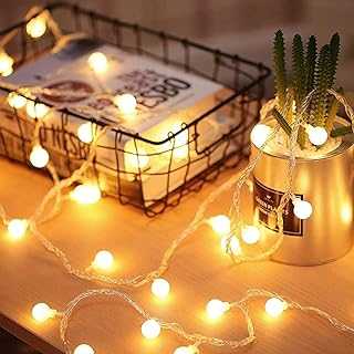 Fulighture Fairy Lights, 2 Lighting Modes, 16ft 40LEDs Ball IP65 Globe String Light Battery Operated, Decoraction for Indoor Lighting, Bedroom, Wedding, Party, Christmas, Tree (Warm White)