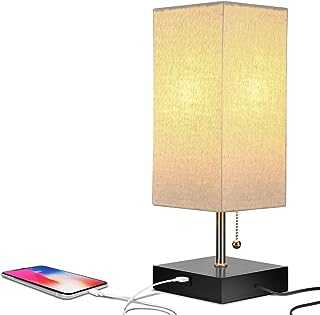 Brightech Grace LED USB Bedside Table & Desk Lamp – Modern Lamp with Soft, Ambient Light, Unique Lampshade & Functional USB Port – Perfect for Table in Bedroom, Living Room, or Office - Black