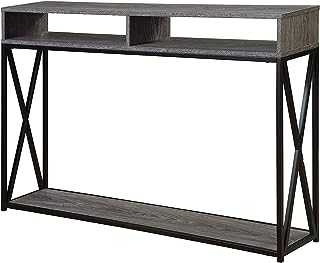 Convenience Concepts Tucson Deluxe 2-Tier Console Table, Weathered Gray/Black
