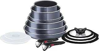 Tefal Ingenio Elegance Pots & Pans Set, 13 Pieces, Stackable, Removable Handle, Space Saving, Non-Stick, Sparkling Grey, L23190AZ