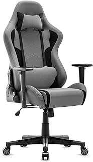 IntimaTe WM Heart Gaming Chair, Ergonomic Fabric Gamer Chair, Breathable Racing Chair for Home Office and Gaming, Office Chair for Adults, Swivel High Back Recliner Computer Desk Chair,Adjustable,Gray