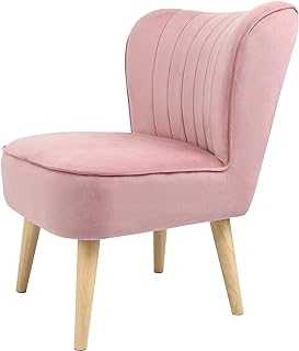 RayGar Clara Accent Chair Occasional Tub Wing Back Leisure Chair Wiith Wood Legs (Pink)