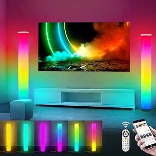 2 Packs LED Floor Lamp, RGB Color Changing Corner Lamp, Modern Atmosphere Standing Lamps, Bluetooth App Music Sync & Remote Control, Dimmable Smart LED Floor Lamps for Living Room, Bedroom, Party
