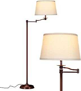 Brightech Caden Swing Arm LED Floor Lamp- Classic Lamp with Extending Arm - Diffusing Lamp Shade - Tall Industrial Uplight for Living Room, Family Room, Office or Bedroom - Bronze