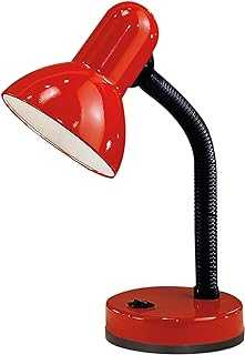 EGLO Desk lamp Basic, bedside table light made of steel and red plastic, children’s bedroom lighting with E27 socket