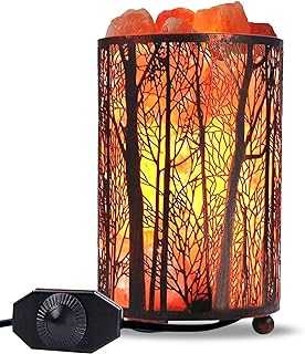 Shineled Himalayan Salt Lamp, Salt Rock Lamp Natural Night Light in Forest Design Metal Basket with Dimmer Switch (2KG-Forest)
