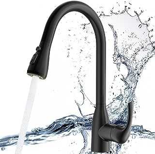 Rainsworth Kitchen Sink Mixer Tap with Pull Down Sprayer, 3 Mode Kitchen Faucet with High Arch Outlet, 360 ° Swivel Mixer Tap Kitchen Sink, Kitchen Tap with UK Standard Fittings, Black