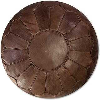 Premium XL Leather Pouffe - Handmade - Delivered stuffed - Ottoman, footstool, floor cushion (Chocolate)