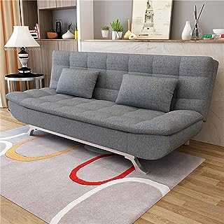 JHKZUDG 2 Seater Settee Sofa Bed,Modern Linen Upholstered Sofa Living Room Chair Couch with Metal Legs, 3 Angles Adjustable Back,for Living Room, Office, Room,dark gray,150 × 85 × 90cm