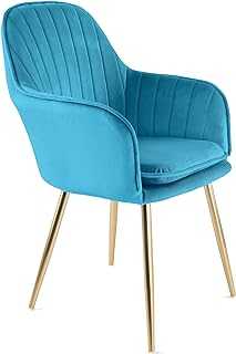 RayGar Genesis Muse Velvet Fabric Tub Chair With Gold Finish Metal Tube Legs (Teal)