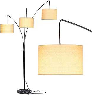 Brightech Trilage Arc Floor Lamp w/ Marble Base -- 3 Lights Hanging Over The Couch from Behind - Multi Head Arching Tree Lamp - for Mid Century, Modern & Contemporary Rooms - Black