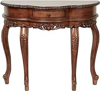 Traditional Delegato II Natural Cherry Classic Wooden Console Table - Handcrafted Wood - Victorian Style - Decorative Regal Furniture - Half Circle Moon Shape - Elegant Display - 31 Inches High