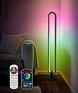 WHATOOK Smart Corner Floor Lamp, Atmosphere RGB Light with 6 Color Modes and Music Sync Modes, Smart APP Control U-Shape Floor Lamp for TV Ambient Lighting, Gaming, Party, PC, Room Decor