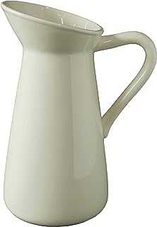 Hosley's White Ceramic Pitcher / Vase - 10" High, for flowers/ decorative use