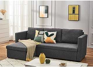 MCWJ Corner Sofa 3 Seater Sectional Sofa with Chaise Lounge L Shaped Sofa Couch Grey,black,