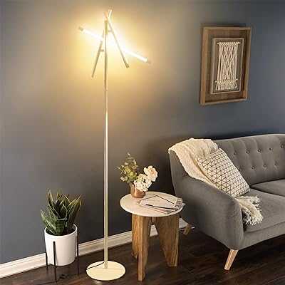 PINCOOL LED Floor Lamp 3 Lights,140CM Modern LED Standing Floor Lights with Foot Button Switch and Heavy Metal Based,Adjustable Shade-16W Tall Lamps for Living Rooms,Bedrooms,Office,Reading (White)