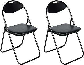Nyxi Set of 2 X Folding Chair Padded Paris Faux Leather Chair Home Office Dining (2 X Chair, Black)