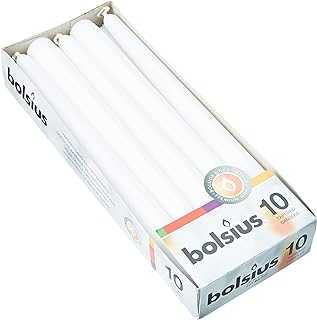 Bolsius Tapered Dinner Candles, "White Box", Pack of 10,3.9x9.8x25.2 cm