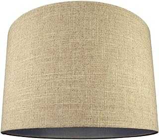 Traditional and Classic Natural Dark Beige Oatmeal Linen Fabric 16" Lamp Shade | for Table/Floor Lamps and Pendants | Eye-Catching Statement Piece by Happy Homewares