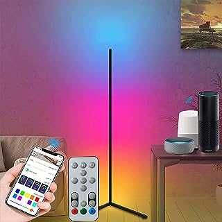 HaiZR LED Corner Floor Lamp, Smart WiFi Floor Lamps Works with Alexa & Google Assistant, Minimalist Dimmable RGB Colour Changing Mood Light Lamp with Music Sync, for Living Room Bedroom Gaming Office