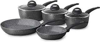 Tower Cerastone T81276 Forged 5 Piece Pan Set with Non-Stick Coating and Soft Touch Handles, 18/20/22 cm Saucepans and 20/28 cm Frying Pans, Graphite