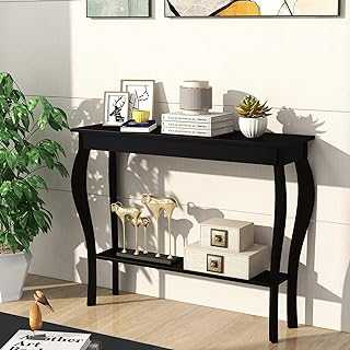ChooChoo Sofa Table, Console Table, Narrow Entryway Table with Storage Shelf, for Entryway Hallway Living Room, Easy Assembly (40", Black)