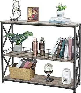 3 Tier Console Sofa Entryway Table with Wire Storage Basket by X-cosrack,Industrial Narrow ConsoleTable for Living Room, Hallway, Foyer, Corridor, Office