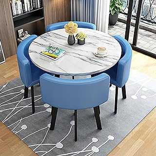 Modern Round Dining Table Set,kitchen Table And Chairs,small Dining Table Set For 4,Small Office Conference Room Tables And Chairs,PU Leather Chair,Home Dining Room Furniture Set 1 Table 4 Chairs (Co