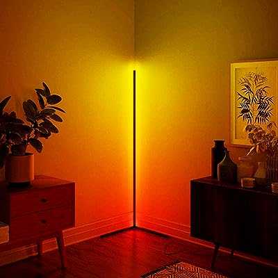 LUVODI RGB Corner Floor Lamp, LED Modern Floor Lamp with Remote Control 1.4M Tall Color Changing Dimmable Standing Lamp Mood Light for Living Room Bedroom Gaming Room Bar (Black)