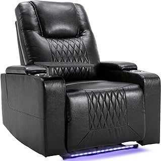 ZYLOYAL10 Electric Recliner Chair with USB Charge Port, 360 Swivel Tray Table, Hand in-Arm Storage, Cup Holders, Ambient Lighting - Ambient Lighting Gaming Recliner Chair Home Theater Seating