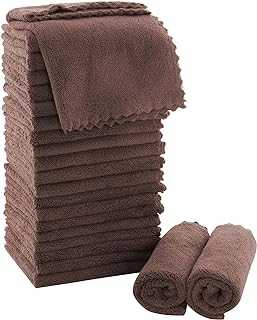 MOONQUEEN Ultra Soft Premium Washcloths Set - 12 x 12 inches - 24 Pack - Quick Drying - Highly Absorbent Coral Velvet Bathroom Wash Clothes - Use as Bath, Spa, Facial, Fingertip Towel (Wood Brown)