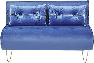 Glam 2 Seater Velvet Sofa Bed Double With Cushions Navy Blue Vestfold