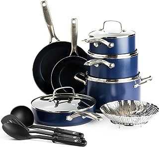 Blue Diamond Cookware Diamond Infused Ceramic Nonstick 14 Piece Cookware Pots and Pans Set, PFAS-Free, Oven Safe, Blue