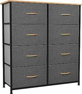 YITAHOME Chest of Drawers, Fabric 8-Drawer Storage Organizer Unit for Bedroom Living Room Closet, Sturdy Steel Frame, Easy Pull Fabric Bins & Wooden Top, Fabric Dresser,Dark Grey