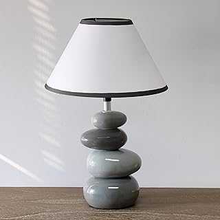 Simple Designs LT3052-GRY Shades of Gray Ceramic Stone Table Lamp