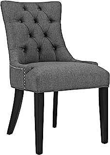 Modway Modern Elegant Button-Tufted Upholstered Fabric with Nailhead Trim, Textile, Grey, Dining Side Chair