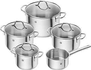 ZWILLING Flow 5-piece cooking pot set, 4 lids, suitable for induction, stainless steel