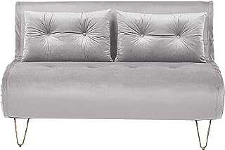 Glam 2 Seater Velvet Sofa Bed Double With Cushions Grey Vestfold