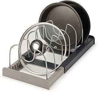 Joseph Joseph DrawerStore Expanding Cookware Organiser, Space saving storage for pan lids, baking trays - Grey