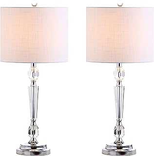 JONATHAN Y JYL2047A-SET2 Table Lamps Victoria 27 inch Crystal LED Table Lamp Modern Contemporary Bedside Desk Nightstand Lamp for Bedroom Living Room Office College Bookcase, Clear (Set of 2 )