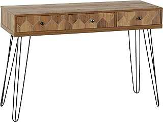 Seconique 3 Drawer Console Table, Engineered Wood, Medium Oak Effect/Black, W 115cm x D 40cm x H 78.5cm