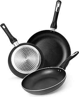 nuovva Induction Hob Frying Pan Set – 3pcs Non Stick Chefs Pans – Kitchen Black Frying Pan Set – Kitchen Cookware 20cm, 24cm and 28cm