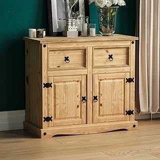 Amazon Brand - Movian Corona Sideboard, 2 Door 2 Drawer, Solid Pine Wood Natural, 15.7D x 33.9W x 29.9H centimetres