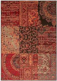 Traditional Terracotta Red Oriental Patchwork Living Room Carpet Rug Floral Brown Orange Persian Style Lounge Sitting Room Bedroom Area Rugs 80cm x 150cm