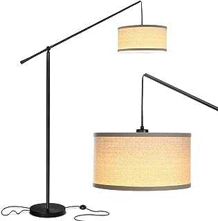 Brightech Hudson 2 - Contemporary Arc Floor Lamp Hangs Over The Couch from Behind - Large, Standing Pendant Light - Mid Century Modern Living Room Lamp - with LED Bulb - Jet Black